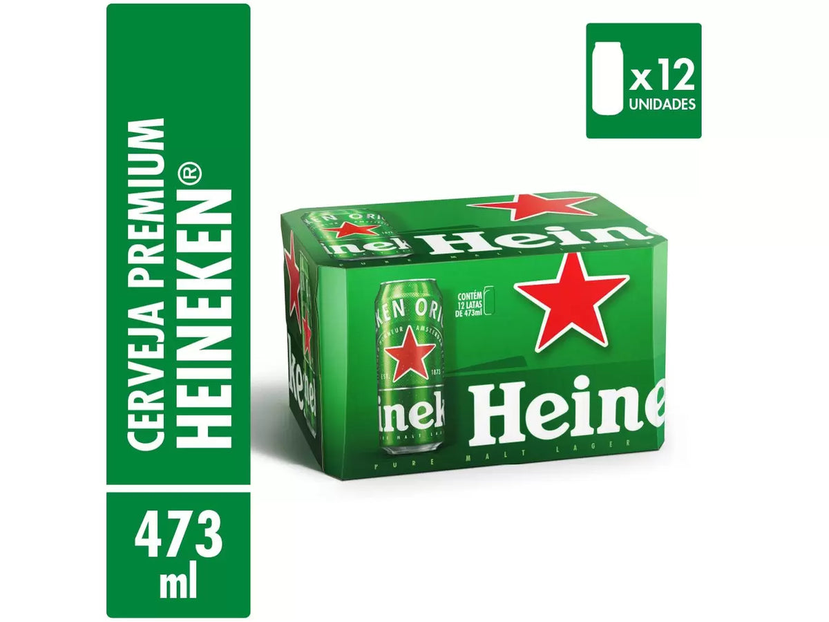 Cerveja Heineken Premium Puro Malte Lager - Pilsen 12 Unidades Lata 473ml