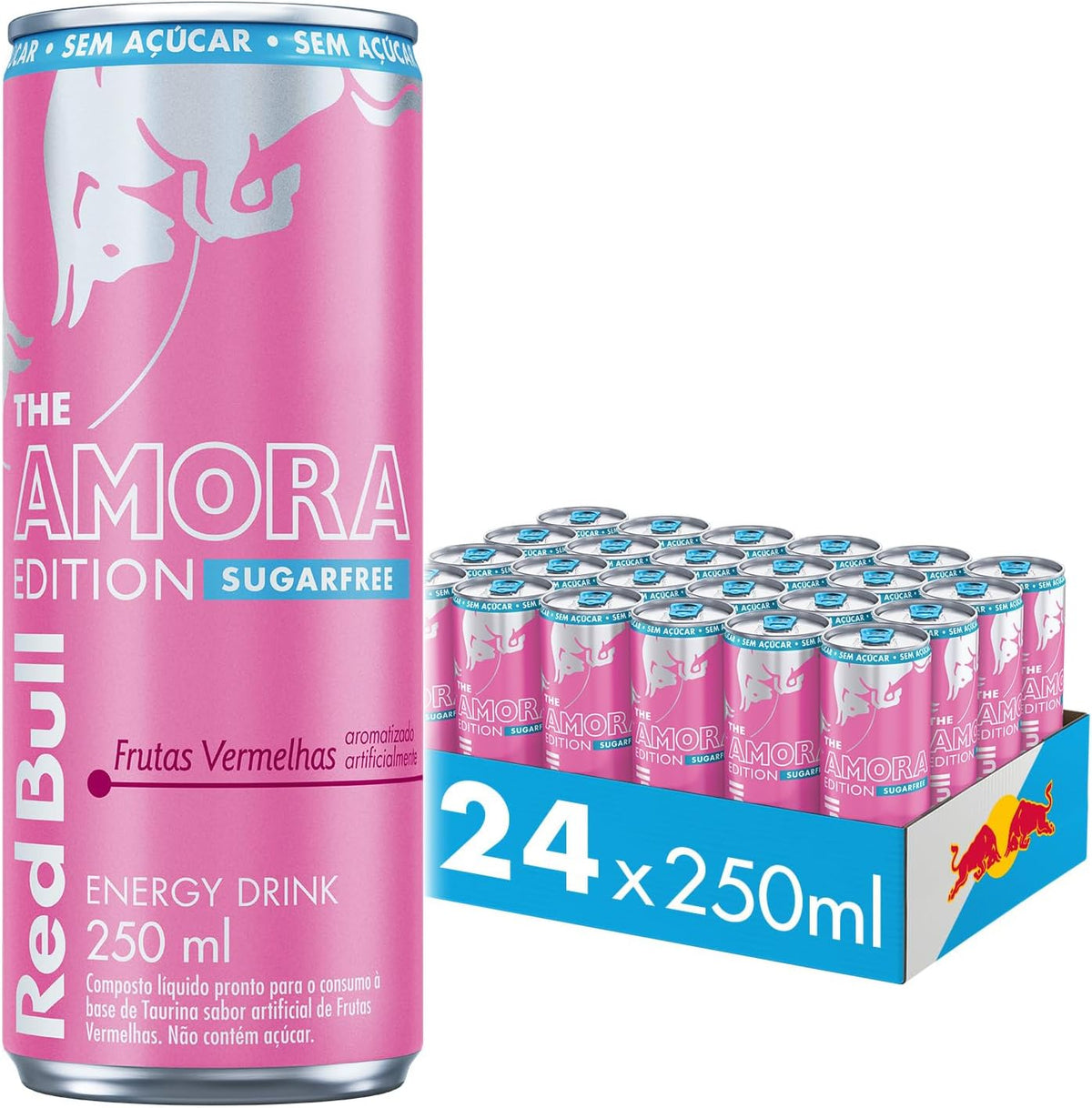 Pack de 24 Latas Red Bull Energético, Amora Edition, Frutas Vermelhas, Sem Açúcar 250ml