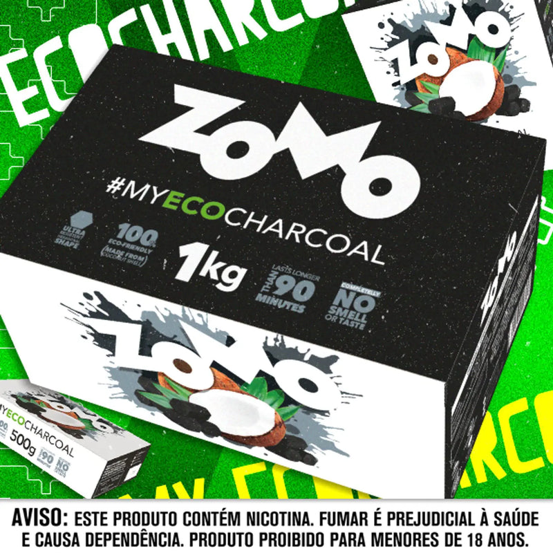 Carvão de coco Zomo e Kimo Plus 1K hexagonal - Zomo/Kimo-Plus