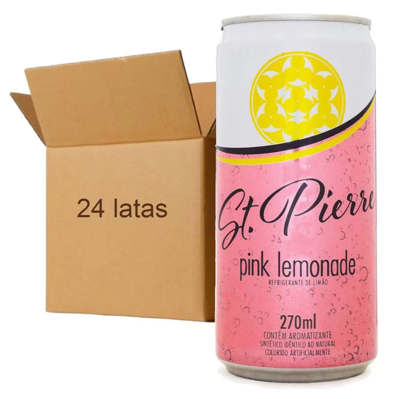 24x Agua Tônica Pink Lemonade ST PIERRE Lata 270ml - St. Pierre