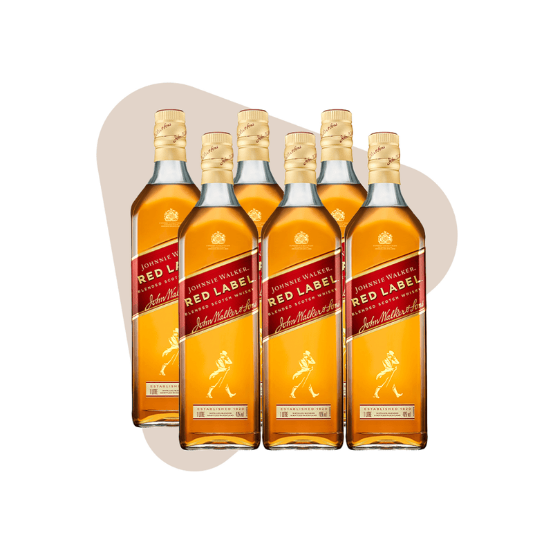 Combo Whisky Johnnie Walker Red Label 1L - 6 Unidades