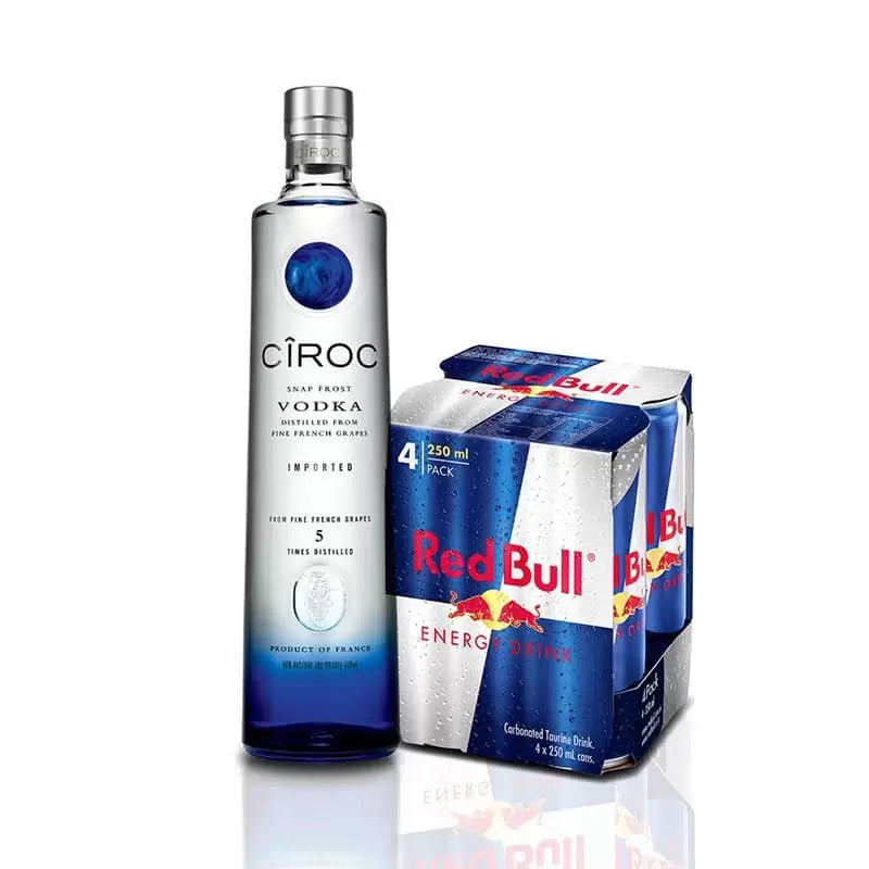COMBO DE 1 VODKA CÎROC 750 ml + 4 ENERGÉTICOS RED BULL 250 ml