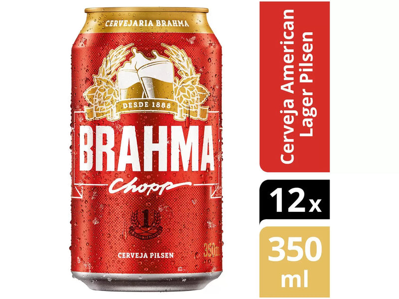 Cerveja Brahma Chopp Lager Pilsen 12 Unidades - Lata 350ml