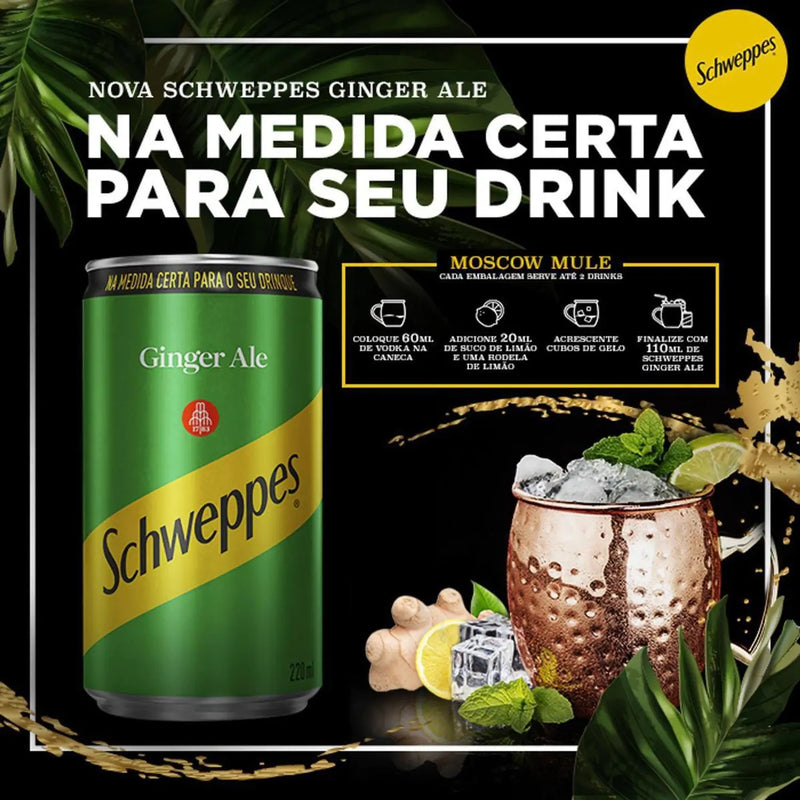 12x Refrigerante SCHWEPPES Ginger Ale Lata 220ml 12x