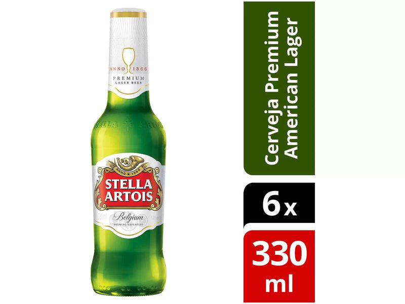 Cerveja Stella Artois Lager 6 Unidades - Long Neck 330ml