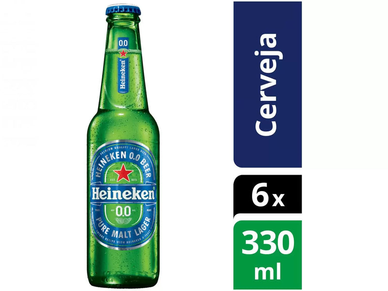 Cerveja Heineken 0.0 sem Álcool Puro Malte Pilsen - Lager 6 Garrafas Long Neck 330ml