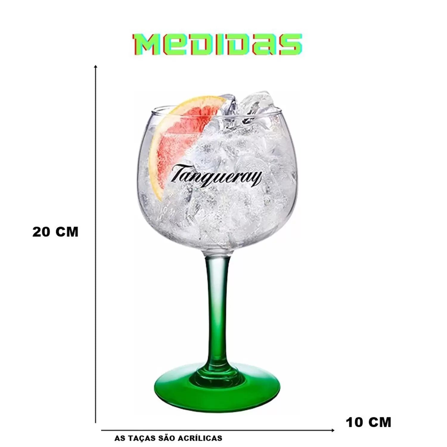KIT Gin Tanqueray 750ml com 2 TAÇAS ACRÍLICAS personalizadas Tanqueray