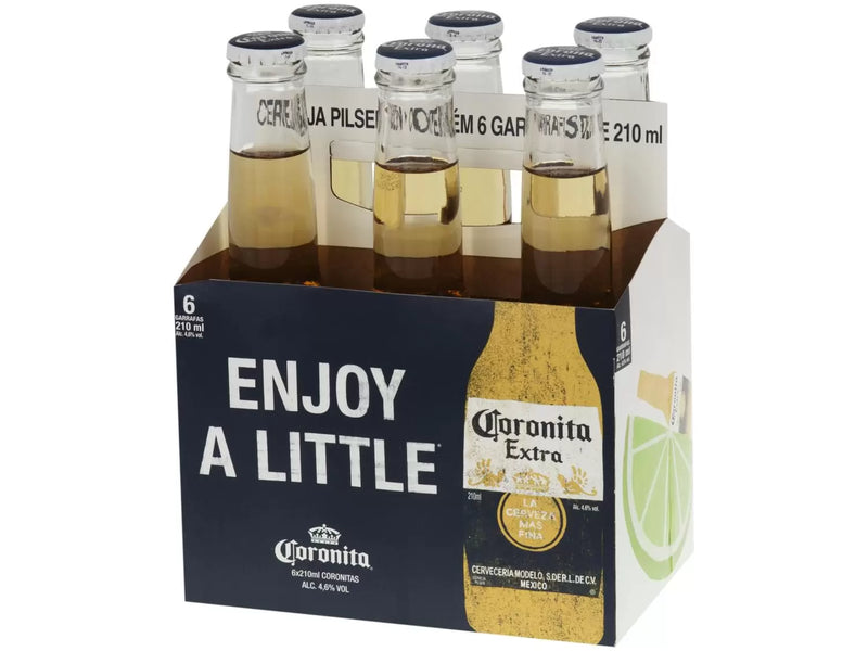 Cerveja Corona Coronita Extra Lager 6 Unidades - Long Neck 210ml