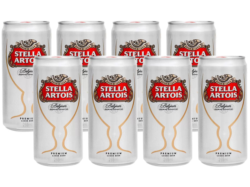 Kit Cerveja Stella Artois American Standard Lager - 269ml Cada 8 Unidades com 1 Taça