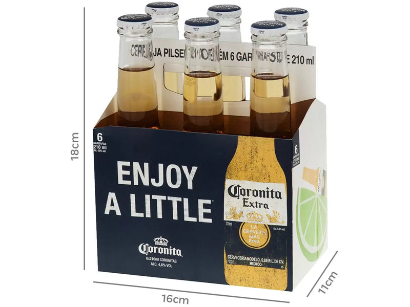 Cerveja Corona Coronita Extra Lager 6 Unidades - Long Neck 210ml