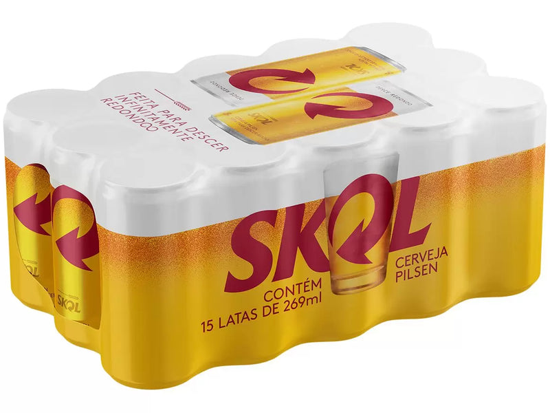 Cerveja Skol Pilsen Lager 15 Unidades Lata 269ml