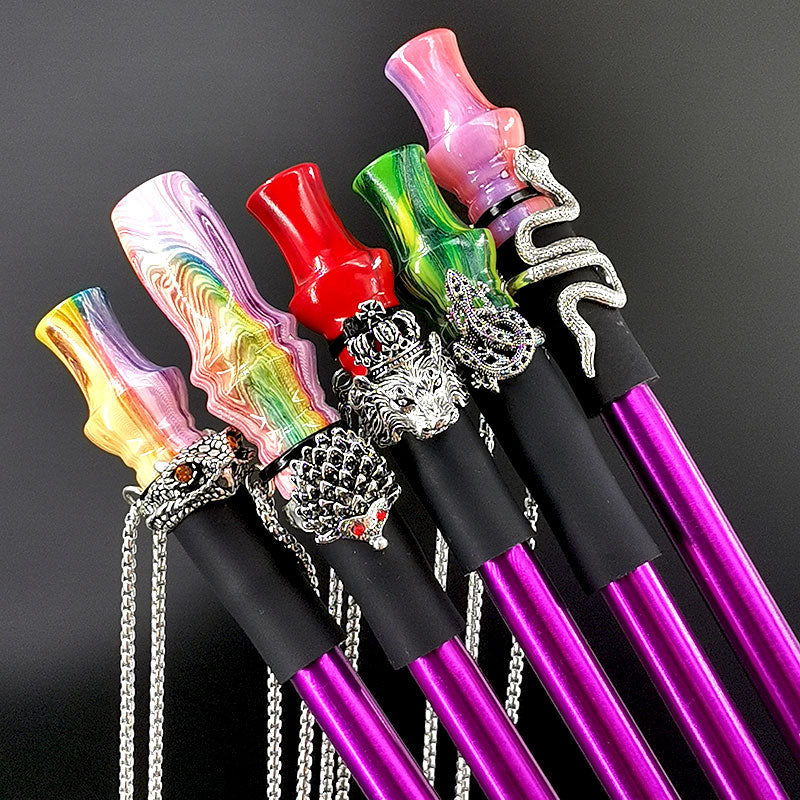 Bocal reutilizável do narguilé com cinta de corrente inoxidável shisha boca dicas da resina de silicone chicha narguille bocal da tubulação de água