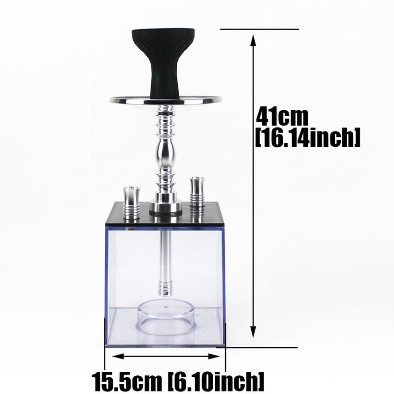 Cubo acrílico hookahs narguile sheesha nargile cachimbas shisha caixa ket cubo acrílico conjunto com 2 mangueira de luz led silicone tigela